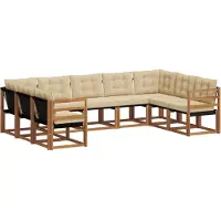 vidaXL Outdoor-Sofagarnitur 9 pcs Natur und Beige Massivholz Akazie