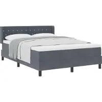 vidaXL Boxspringbett mit Kopfteil Dunkelgrau 190 x 140 cm Samt