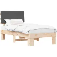 vidaXL Bettgestell mit gepolstertem Kopfteil Dunkelgrau 100 x 200 cm