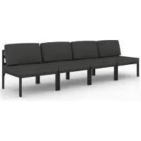 vidaXL Gartensofa 4-Sitzer mit Kissen Aluminium Anthrazit