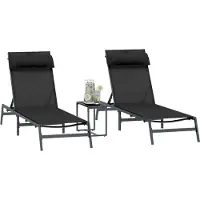 vidaXL Sonnenliegen 2-Person 3 pcs Schwarz und Anthrazit Stahl