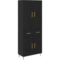 vidaXL Highboard Schwarz Eichen-Optik 69,5 x 34 x 180 cm Holzwerkstoff