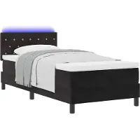 vidaXL LED Boxspringbett mit Matratze mit LED Schwarz 90 x 200 cm Samt
