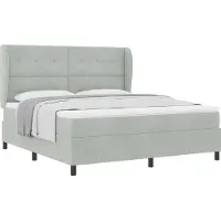 vidaXL Boxspringbett mit Kopfteil Hellgrau 200 x 180 cm Samt