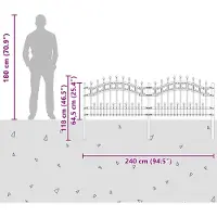 vidaXL Gartenzaun KAMPEN 240 x 118 cm Pulverbeschichteter Stahl Grau