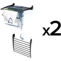 Foxydry 2x Wäscheständer für die Wand, klappbarer und rostfreier Wäschetrockner – Fold Down 60 cm schwarz