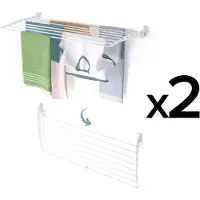 Foxydry 2x Wäscheständer an der Wand montierbar, zusammenklappbarer Trockner – Fold Down 116 cm weiß