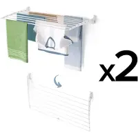 Foxydry 2x Wand-Wäscheständer modern und rostfrei, Wäschetrockner aus Aluminium – Fold Down 100 cm weiß