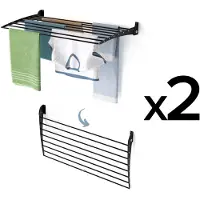 Foxydry 2x Wäscheständer zur Wandbefestigung, platzsparende Lösung für Innenräume – Fold Down 100 cm schwarz