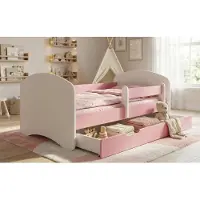 Happy Babies Kinderbett 160x80 ROSA mit Matratze & Schublade – Komplettbett mit Lattenrost, Rausfallschutz – Stabil bis 95 kg