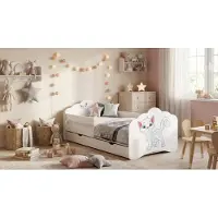 Happy Babies Kinderbett Mobi - Mit Matratze & Schublade und Rausfallschutz, 80x160, Mädchen Kinderbetten & Jugendbett Jungen Kids Bed ( nr 12)