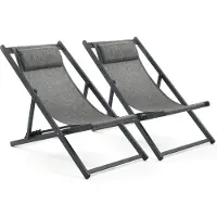 Mondeer Gartenliege Liegestuhl klappbar 2 St., atmungsaktivem Netz und Aluminiumrahmen, mit verstellbarer Kopfstütze Schwarz