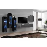 Xl Moebel Gmbh Designer Grau Wohnwand TV Ständer Komplett Hochglanz Sideboard Wand Schrank