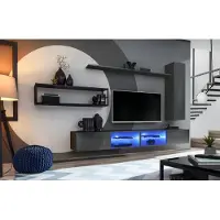 AEA Grau Komplett Wohnwand Wohnzimmermöbel Luxus Wandschrank Wand Regale Neu