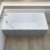Polimat Badewanne Rechteck Gracja 120x75 mit Ablaufgarnitur, Füßen und Styroporverkleidung GRATIS