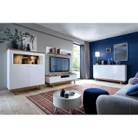 AEA Designer Wohnwand Modern TV-Lowboard Wandregal Wohnzimmer Set 4tlg