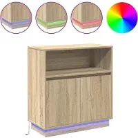 vidaXL LED-Sideboard Sonoma-Eiche 71 x 34,5 x 75 cm Holzwerkstoff
