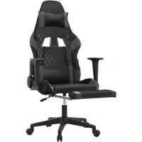 vidaXL Gaming-Stuhl mit Massage & Fußstütze Schwarz & Grau Kunstleder