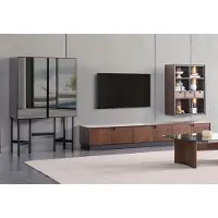 AEA Wohnzimmer Luxus Möbel Wohnwand TV-Ständer Wandregal Holz Braun Modern Neu