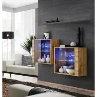 AEA Moderne Designer Wohnwand Wohnzimmer Wand Schränke Braun Möbel Luxus