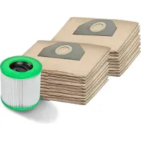 Invest-de 20 Staubsaugerbeutel + Filter geeignet für Kärcher MV 3, WD 3, 6.959-130, WD 3.200, WD 3.500, A2201, 2504, 2204 waschbar Filter