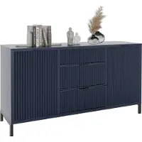 GrekPol Kommode Wave klein Aufbewahrungsschrank mit 3 Schubladen und 2 Türen Vielseitiger Stauraum Kommode Metallgestell Schubladenschrank Sideboard Farbe: Indigo