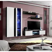 Xl Moebel Gmbh Modern Wohnwand Set Schwarz Hänge Vitrine Designer Wohnzimmer Möbel TV-Ständer