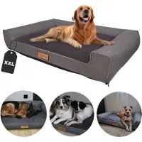 Dogeste Hundebett XXL personalisiert mit Namen 118x78 cm – großes Hundesofa Hundekissen Hundekörbchen waschbar – Grau