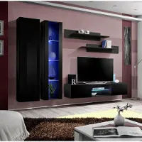 Xl Moebel Gmbh Wohnzimmer Komplett Schwarz Wohnwand Wandschrank Hänge Vitrine Neu