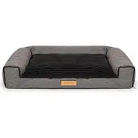 Dogeste Großes Hundebett Hundesofa Hundekissen Hundekörbchen Waschbar - Farbe Kord Grau und Schwarz - Hundematte Größe XXL - 118x78 cm