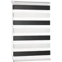 Everbrent Blumtal Doppelrollo 85 x 130 - 155cm - Klemmfix Rollo, Rollos für Fenster ohne Bohren, Klemmrollo für Fenster & Türen, Weiß - Schwarz
