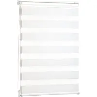 Everbrent Blumtal Doppelrollo 60 x 130 - 155cm - Klemmfix Rollo, Rollos für Fenster ohne Bohren, Klemmrollo für Fenster & Türen, Weiß