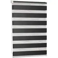 Everbrent Blumtal Doppelrollo 120 x 130 - 155cm - Klemmfix Rollo, Rollos für Fenster ohne Bohren, Klemmrollo für Fenster & Türen, Schwarz