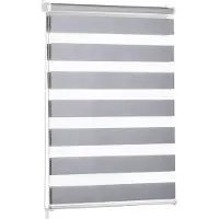 Everbrent Blumtal Doppelrollo 60 x 130 - 155cm - Klemmfix Rollo, Rollos für Fenster ohne Bohren, Klemmrollo für Fenster & Türen, Hellgrau