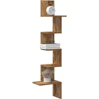 vidaXL Wand-Eckregal Altholz-Optik 32x32x127,5 cm Holzwerkstoff