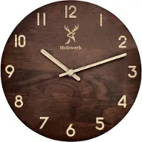 Holzwerk Germany Holzwerk WINTERBERG moderne Loft 25 cm Designer Quarz Holz Wanduhr, braun, beige