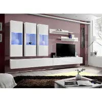 Xl Moebel Gmbh Wohnzimmer RTV Hänge Vitrine Wohnwand Holz Design Weiß Modern Neu Set 7tlg.