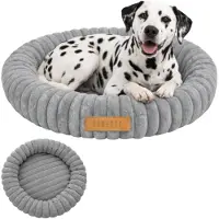 Dogeste Donut Hundebett 90 cm rund für große Hunde, flauschiges Hundekissen, waschbar, rutschfester Boden