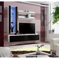 AEA Design Hänge Vitrine Regale Wohnwand Set 4tlg Wohnzimmer TV-Ständer Möbel