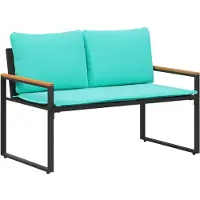 vidaXL Bank mit Kissen Schwarz und Türkis 115 x 65 x 72 cm Rattan