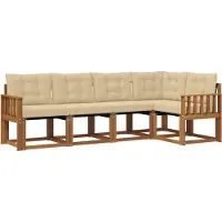 vidaXL Outdoor-Sofagarnitur 5 stk. Natur und Beige