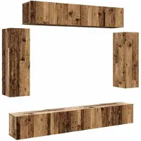 vidaXL 6-tlg. TV-Schrank-Set Wandmontage Altholz-Optik Holzwerkstoff