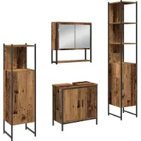 vidaXL Badezimmermöbel-Set 4 stk. Braun 33 x 33 x 185,5 cm
