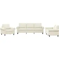 vidaXL 3-tlg. Sofagarnitur mit Kissen Creme Samt