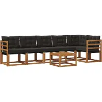vidaXL Outdoor-Sofagarnitur 7 stk. Natürlich und Schwarz