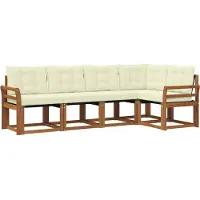 vidaXL Outdoor-Sofagarnitur 5 stk. Natur und Creme