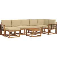vidaXL Outdoor-Sofagarnitur mit Kissen 8 pcs Natur und Beige