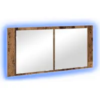 vidaXL LED Spiegel-Schrank Altholz 100 x 12 x 45 cm Holzwerkstoff