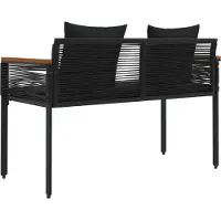 vidaXL Bank Outdoor 2 -Seater 117 x 54 x 74,5 cm Poly-Rattan Schwarz