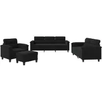vidaXL 4-tlg. Sofagarnitur mit Kissen Schwarz Mikrofasergewebe